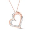 Thumbnail Image 1 of 1/2 CT. T.W. Diamond Tilted Heart Pendant in 10K Rose Gold