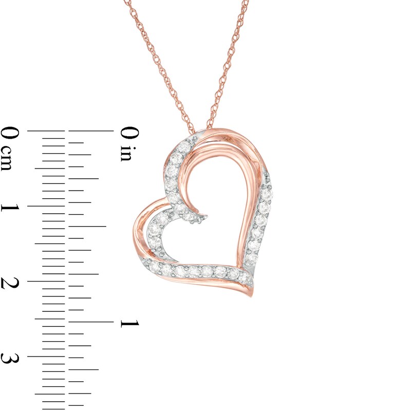 Main Image 2 of 1/2 CT. T.W. Diamond Tilted Heart Pendant in 10K Rose Gold