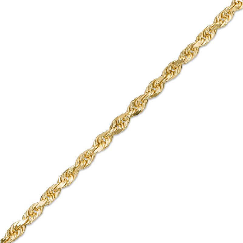 Main Image 1 of Men's 3.0mm Diamond-Cut Rope Chain Bracelet in Solid 14K Gold - 8.0"