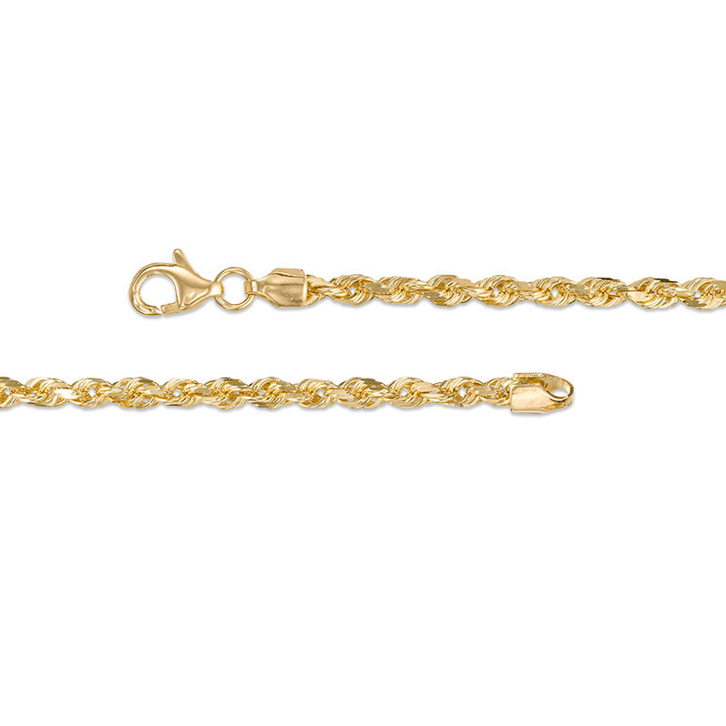14k Sparkle-Cut Rope Chain Ankle Bracelet in White Gold Yellow Gold Rose Gold Choice of Lengths 10 and Variety of mm Options 