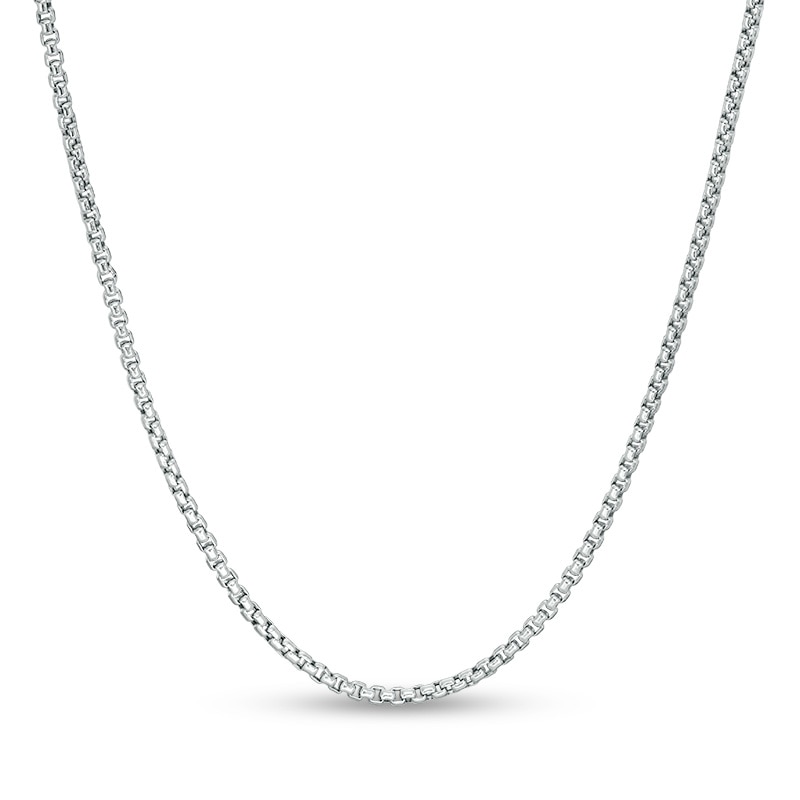 Main Image 1 of 2.4mm Round Box Chain Necklace in 14K White Gold - 20"