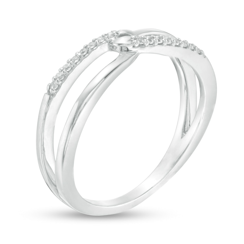 1/20 CT. T.W. Diamond Interlocking Loops Midi Ring in Sterling Silver - Size 4