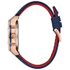 Thumbnail Image 3 of Men's Bulova Marine Star Automatic Rose-Tone Strap Watch with Blue Skeleton Dial (Model: 98A227)