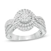 Thumbnail Image 0 of 1 CT. T.W. Diamond Double Frame Multi-Row Engagement Ring in 10K White Gold