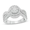 Thumbnail Image 0 of 1 CT. T.W. Diamond Double Frame Multi-Row Engagement Ring in 10K White Gold