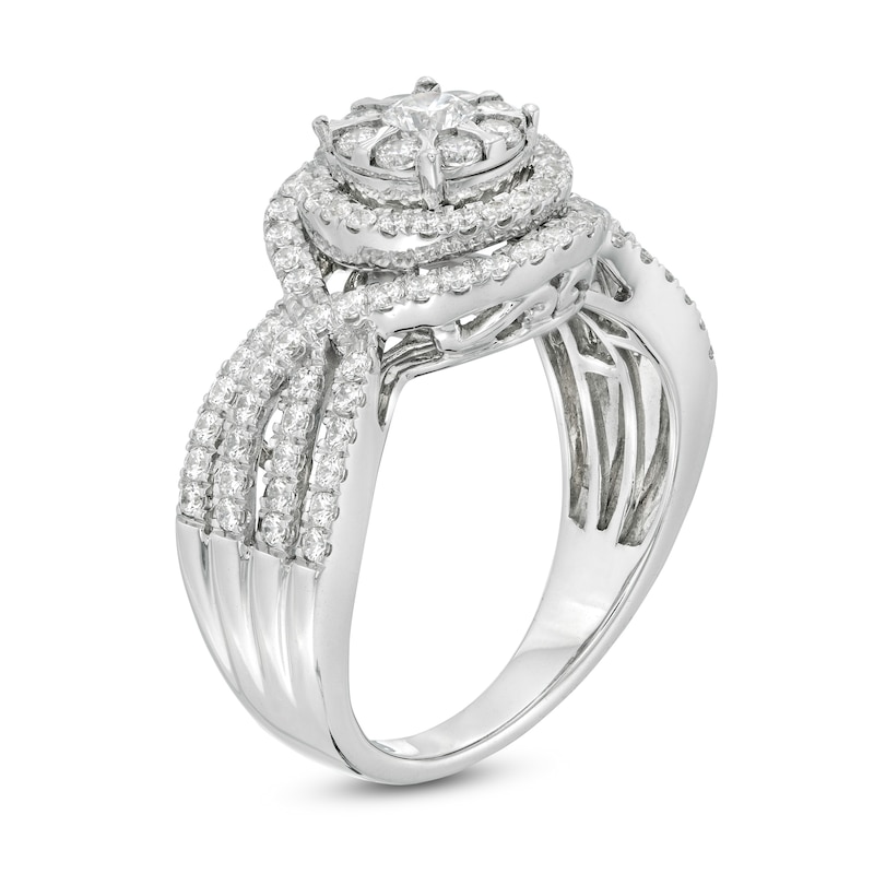 1 CT. T.W. Diamond Double Frame Multi-Row Engagement Ring in 10K White Gold