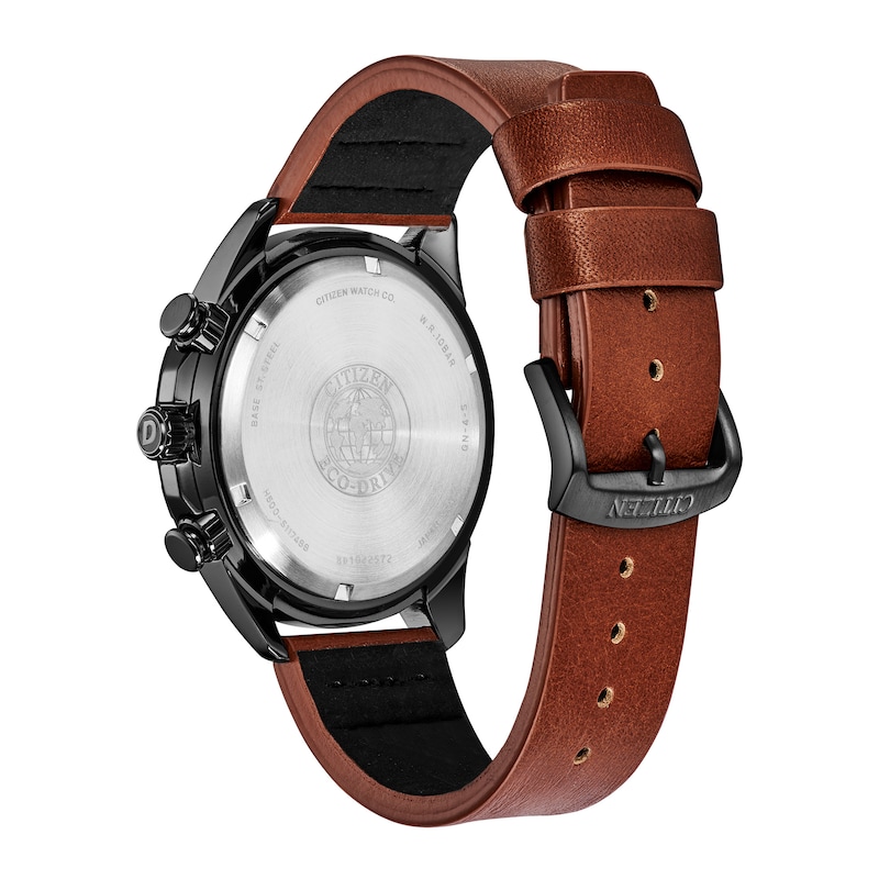 Main Image 3 of Men's Drive from Citizen Eco-Drive® WDR Chronograph Grey IP Strap Watch with Black Dial (Model: AT2447-01E)
