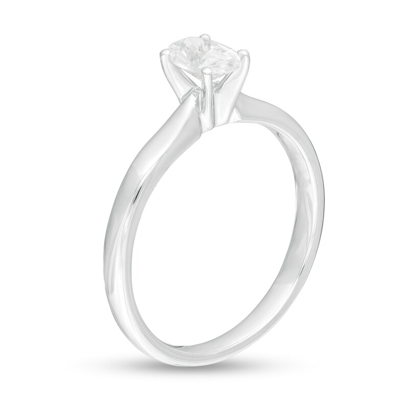 Main Image 2 of 1/2 CT. Certified Oval Diamond Solitaire Engagement Ring in 14K White Gold (I/I1)