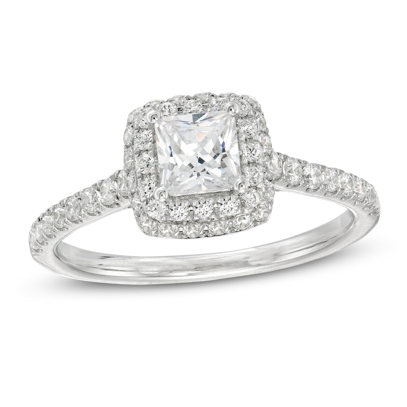Main Image 1 of 1 CT. T.W. Princess-Cut Diamond Double Frame Engagement Ring in 14K White Gold