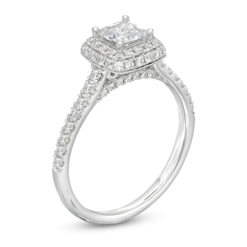 1 CT. T.W. Princess-Cut Diamond Double Frame Engagement Ring in 14K White Gold