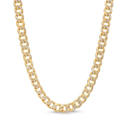 Made in Italy 5.5mm Diamond-Cut Cuban Curb Chain Necklace in Hollow 14K Two-Tone Gold – 22"