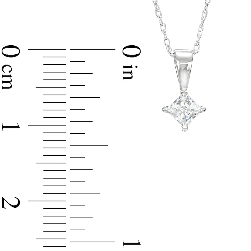 Main Image 3 of 1/4 CT. Certified Princess-Cut Diamond Solitaire Pendant in 14K White Gold (I/I1)