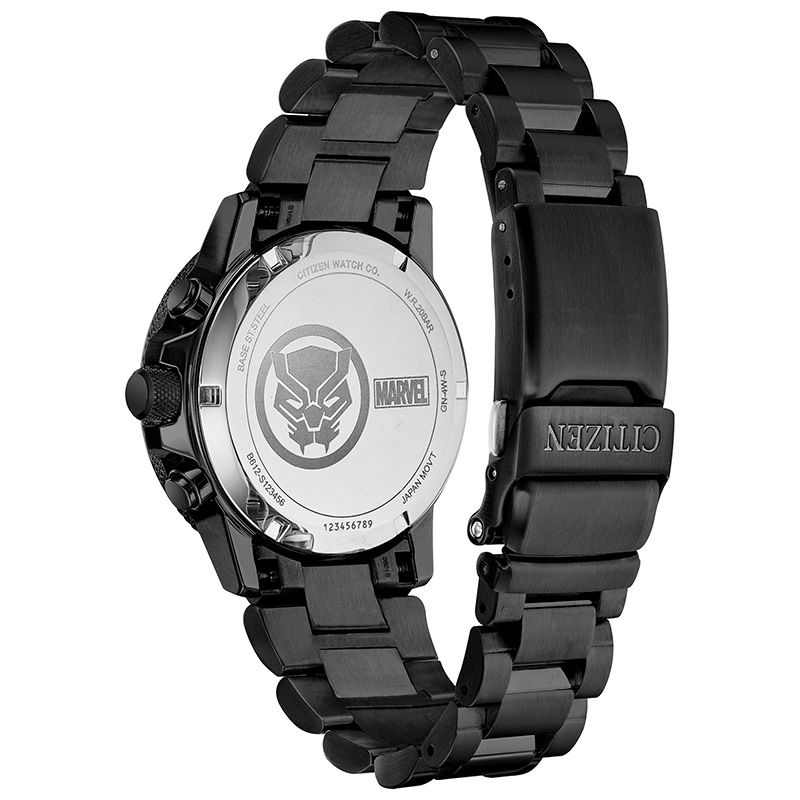 Men's Citizen Eco-Drive® Black Panther Chronograph Black IP Watch with Black Dial (Model: CA0297-52W)