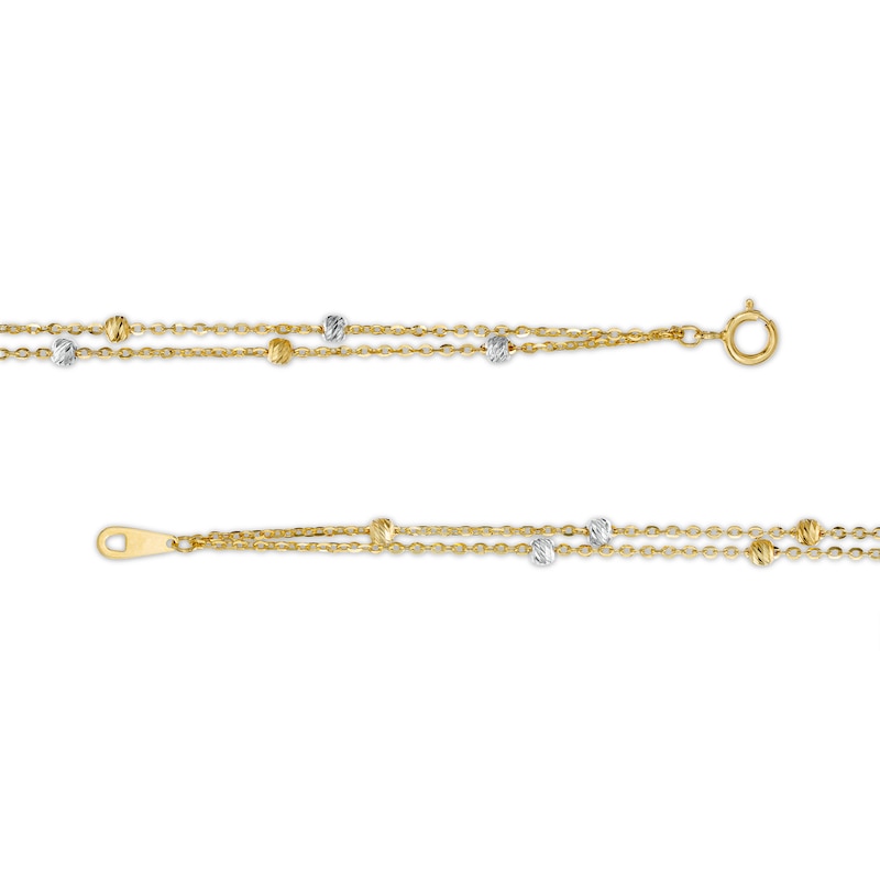 Main Image 3 of 1.3mm Bead Station Alternating Double Strand Necklace in 10K Two-Tone Gold