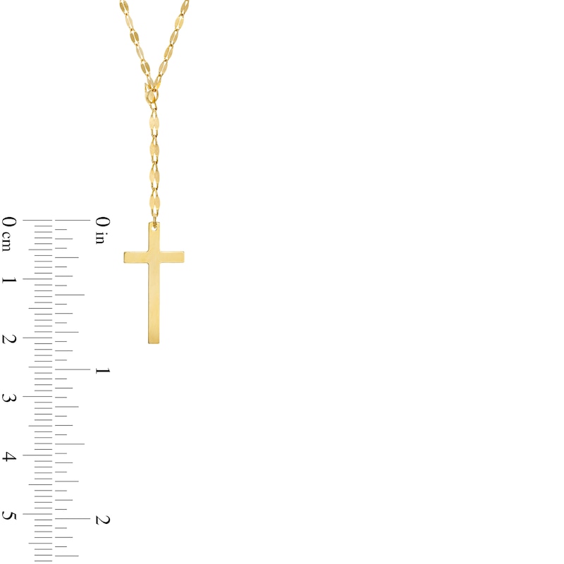 Made in Italy Cross and Mirror Flat-Link Chain "Y" Necklace in 14K Gold