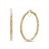 Thumbnail Image 0 of Made in Italy 50.0 x 4.0mm Diamond-Cut Art Deco Pattern Tube Hoop Earrings in 14K Gold