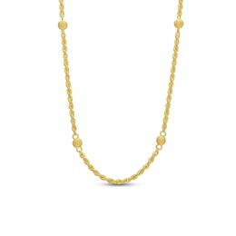 Made in Italy 2.2mm Multi-Finish Puntinato Bead Station Necklace in 14K Gold