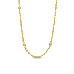 Made in Italy 2.2mm Multi-Finish Puntinato Bead Station Necklace in 14K Gold