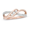 Thumbnail Image 1 of 1/5 CT. T.W. Diamond Three Stone Bypass Ring in 10K Two-Tone Gold