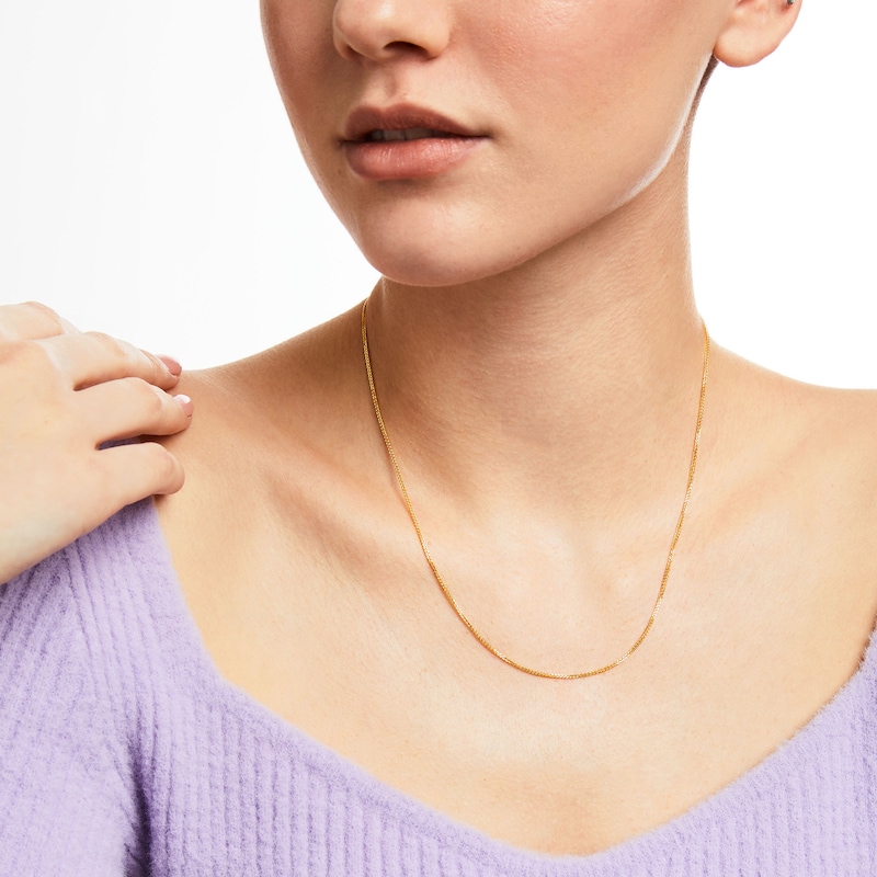 Main Image 2 of Men's 1.25mm Diamond-Cut Wheat Chain Necklace in Solid 14K Gold - 18"