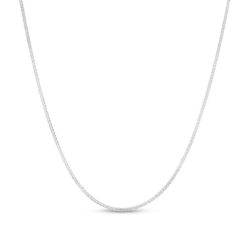 Main Image 1 of Men's 1.25mm Diamond-Cut Wheat Chain Necklace in Solid 14K White Gold - 18"
