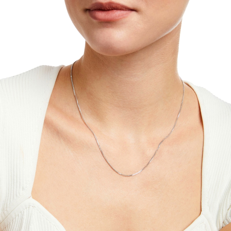 Main Image 2 of Men's 1.25mm Diamond-Cut Wheat Chain Necklace in Solid 14K White Gold - 18"