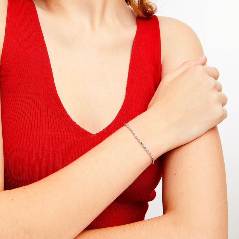 Main Image 2 of 2.2mm Rope Chain Bracelet in Solid Sterling Silver  - 8.5"