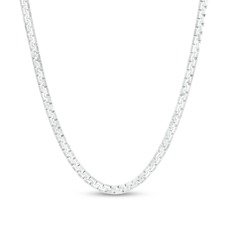Main Image 1 of Men's 3.6mm Diamond-Cut Box Chain Necklace in Solid Sterling Silver  - 22"