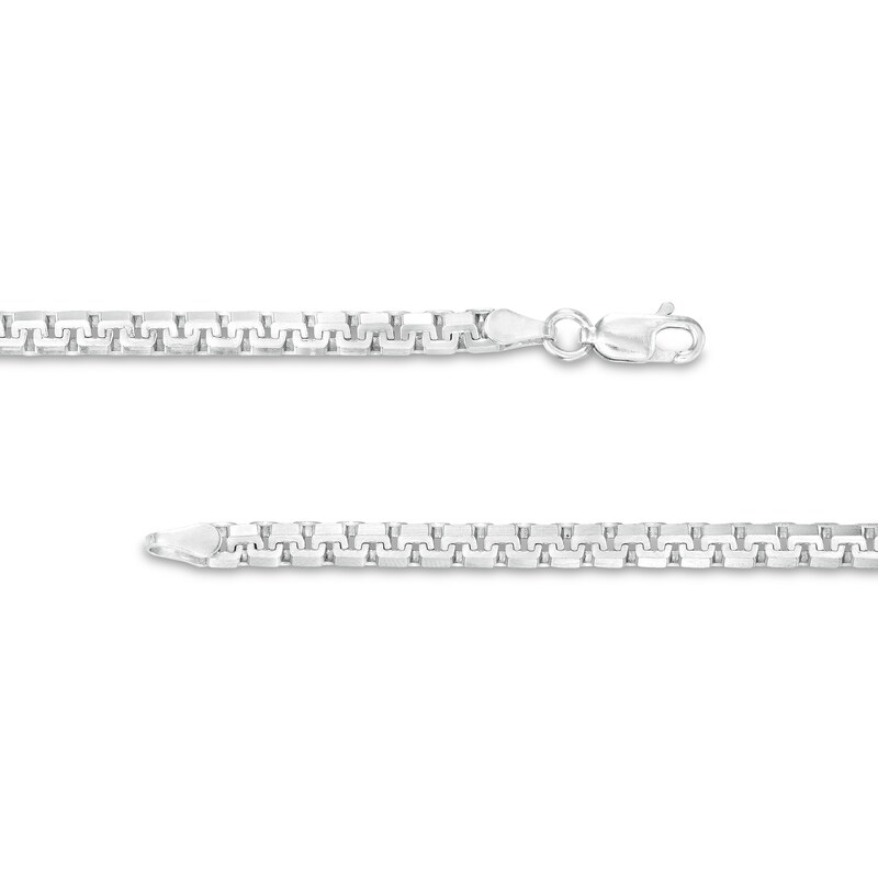 Main Image 3 of Men's 3.6mm Diamond-Cut Box Chain Necklace in Solid Sterling Silver  - 22"