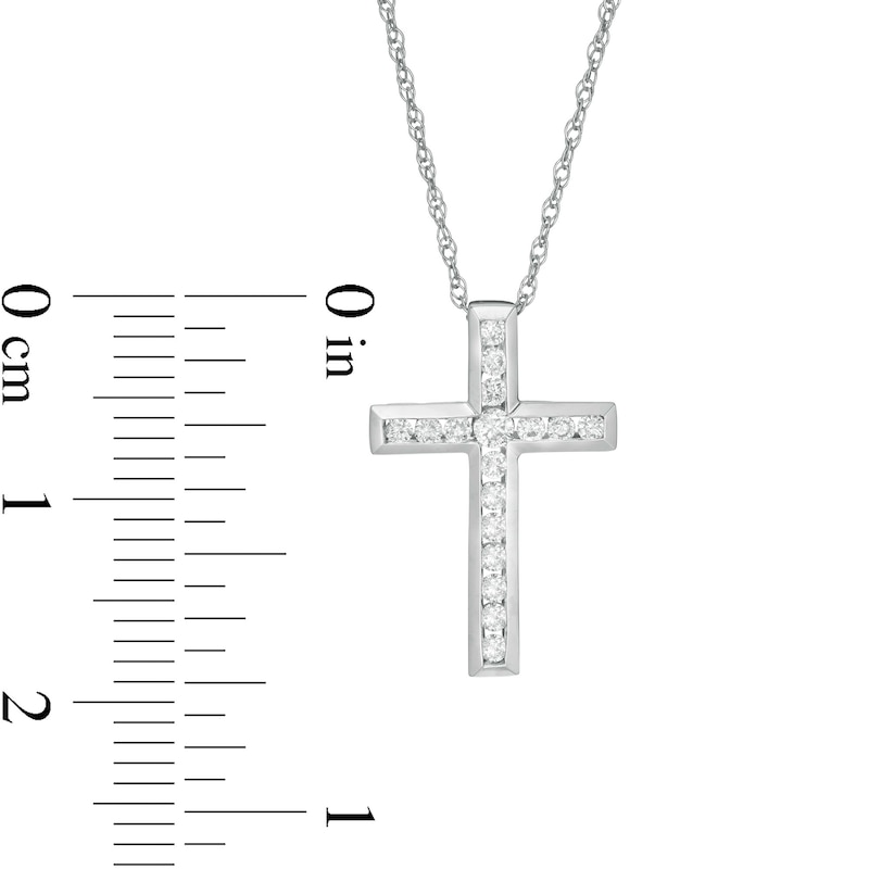 1/5 CT. T.W. Diamond Cross Pendant in 10K White Gold