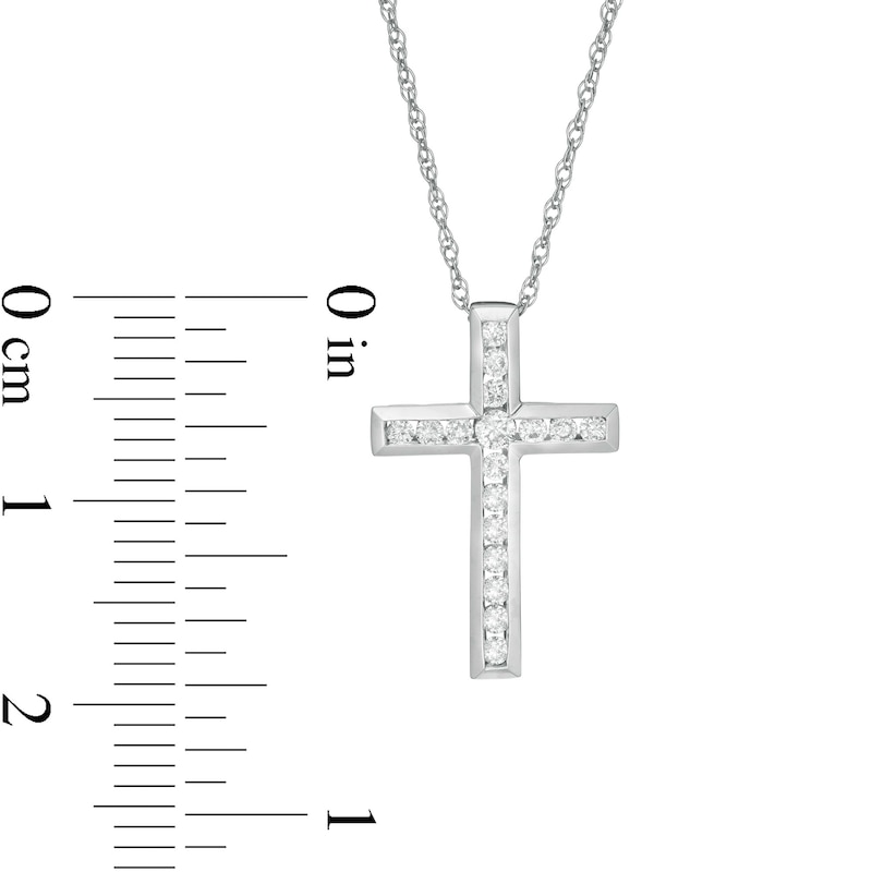 Main Image 2 of 1/5 CT. T.W. Diamond Cross Pendant in 10K White Gold