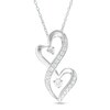Thumbnail Image 1 of 1/5 CT. T.W. Diamond Double Heart Drop Pendant in 10K White Gold