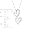 Thumbnail Image 2 of 1/5 CT. T.W. Diamond Double Heart Drop Pendant in 10K White Gold