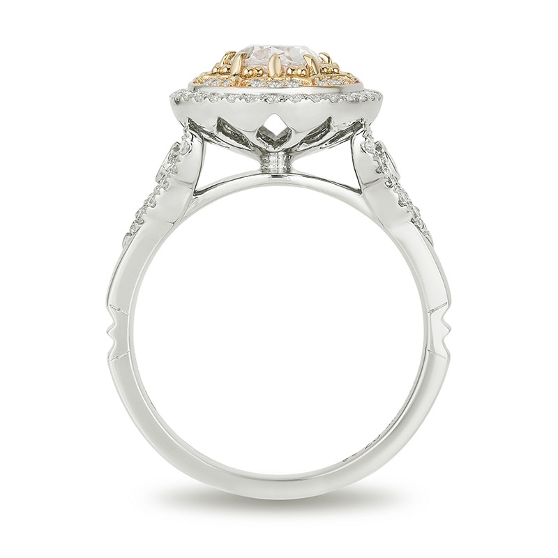 Enchanted Disney Aladdin 1-1/2 CT. T.W. Oval Diamond Double Frame Engagement Ring in 14K Two-Tone Gold