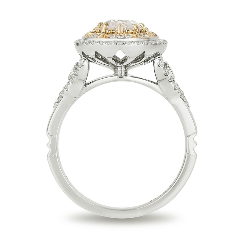 Main Image 3 of Enchanted Disney Aladdin 1-1/2 CT. T.W. Oval Diamond Double Frame Engagement Ring in 14K Two-Tone Gold