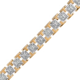 Men's 1/2 CT. T.W. Diamond Art Deco Pyramid Chain Link Bracelet in 10K Two-Tone Gold - 8.5"