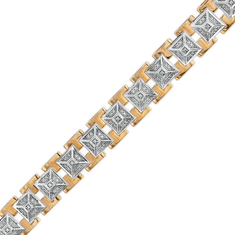 Men's 1/2 CT. T.W. Diamond Art Deco Pyramid Chain Link Bracelet in 10K Two-Tone Gold - 8.5"