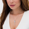 Thumbnail Image 2 of Lab-Created White Sapphire Heart-Top Key Pendant in Sterling Silver