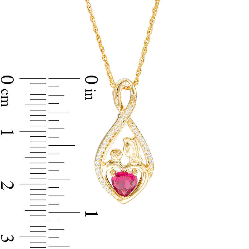 Main Image 2 of Heart-Shaped Lab-Created Ruby and White Sapphire Motherly Love Infinity Pendant in Sterling Silver with 14K Gold Plate