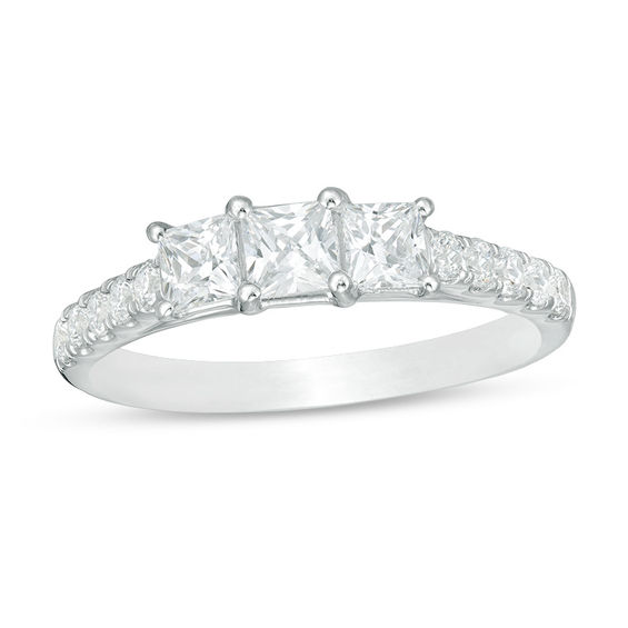 1 CT. T.W. Princess Cut Diamond Past Present Future Engagement Ring in 10K White Gold Zales Outlet
