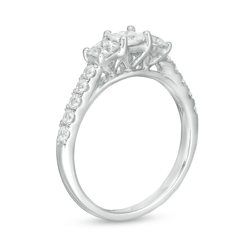 Main Image 3 of 1 CT. T.W. Princess-Cut Diamond Past Present Future® Engagement Ring in 10K White Gold