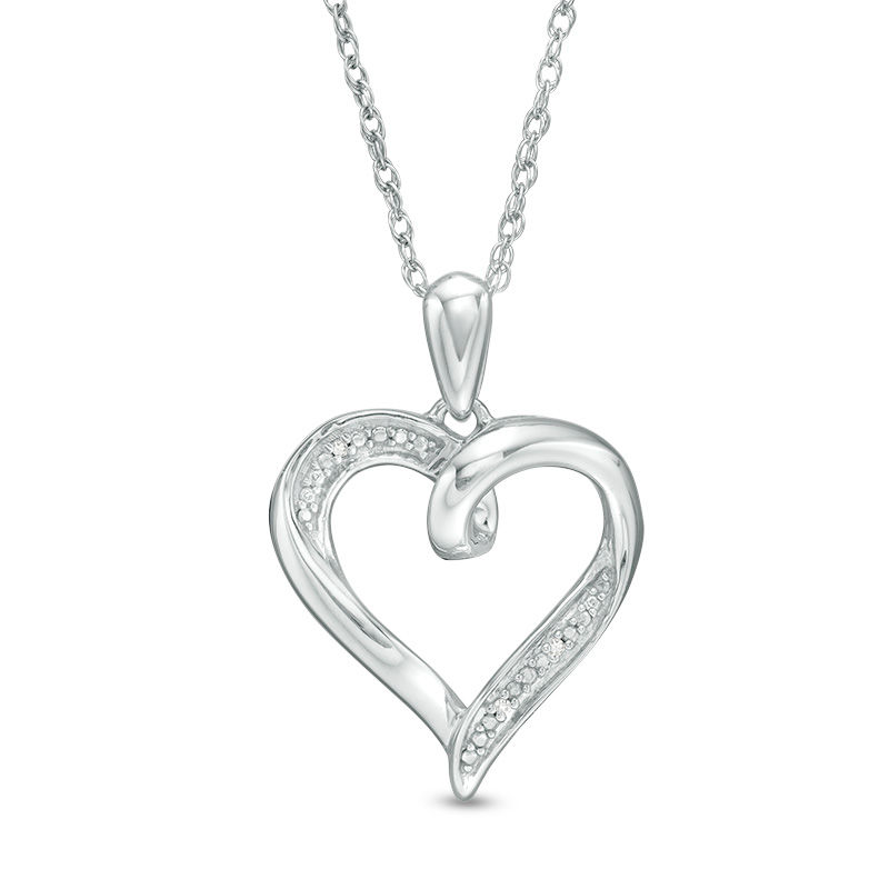 Main Image 1 of Diamond Accent Loop Heart Pendant in Sterling Silver