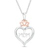 Thumbnail Image 0 of Diamond Accent "MOM" Heart Outline with Tiara Pendant in Sterling Silver and 10K Rose Gold