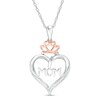 Thumbnail Image 1 of Diamond Accent "MOM" Heart Outline with Tiara Pendant in Sterling Silver and 10K Rose Gold