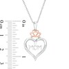 Thumbnail Image 2 of Diamond Accent "MOM" Heart Outline with Tiara Pendant in Sterling Silver and 10K Rose Gold