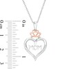 Thumbnail Image 1 of Diamond Accent "MOM" Heart Outline with Tiara Pendant in Sterling Silver and 10K Rose Gold