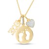 Thumbnail Image 1 of 1/20 CT. T.W. Diamond "MOM", Cut-Out Footprints Disc and Heart Charms Pendant in Sterling Silver with 14K Gold Plate