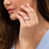 Thumbnail Image 2 of 1-1/2 CT. T.W. Certified Emerald-Cut Diamond Past Present Future® Vintage-Style Engagement Ring in 14K White Gold (I/SI2)