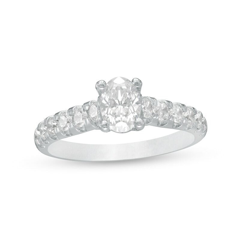 Main Image 1 of 1-1/2 CT. T.W. Certified Oval Diamond Engagement Ring in 14K White Gold (I/SI2)