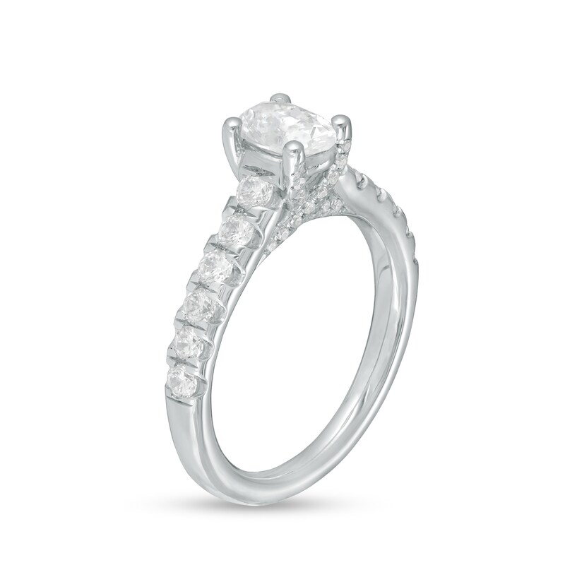 Main Image 3 of 1-1/2 CT. T.W. Certified Oval Diamond Engagement Ring in 14K White Gold (I/SI2)